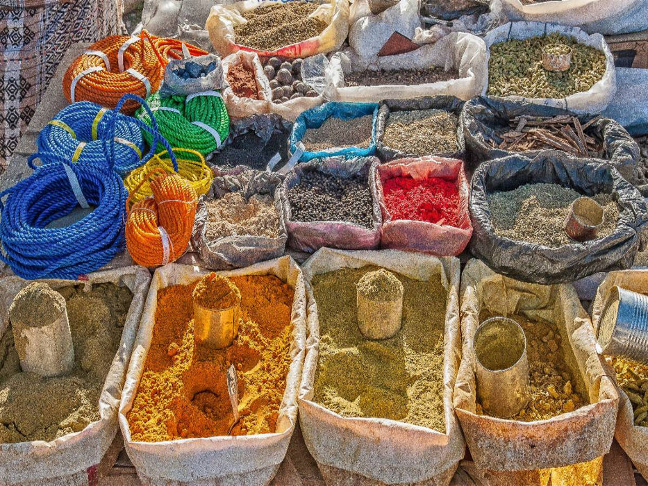 Marktstand mit Gewürzren - Jemen - CALVENDO Foto-Puzzle'