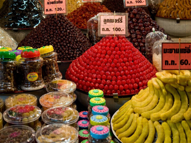Marktstand mit kandierten Früchten - Thailand - CALVENDO Foto-Puzzle'
