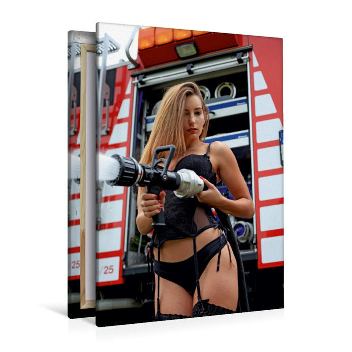 Premium Textil-Leinwand Premium Textil-Leinwand 80 cm x 120 cm  hoch Ein Motiv aus dem Kalender Feuerwehrkalender – Erotische Fotografien von Thomas Siepmann