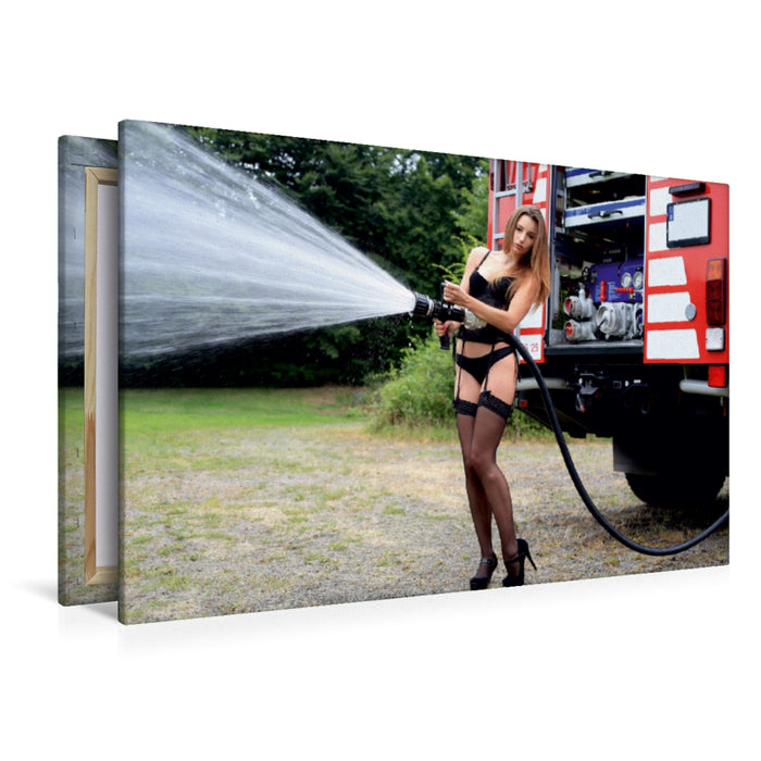 Premium Textil-Leinwand Premium Textil-Leinwand 120 cm x 80 cm quer Ein Motiv aus dem Kalender Feuerwehrkalender II – Erotische Fotografien von Thomas Siepmann
