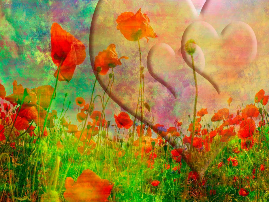 FANTASIEWELT Mohnblumenwiese mit Herzen II - CALVENDO Foto-Puzzle'