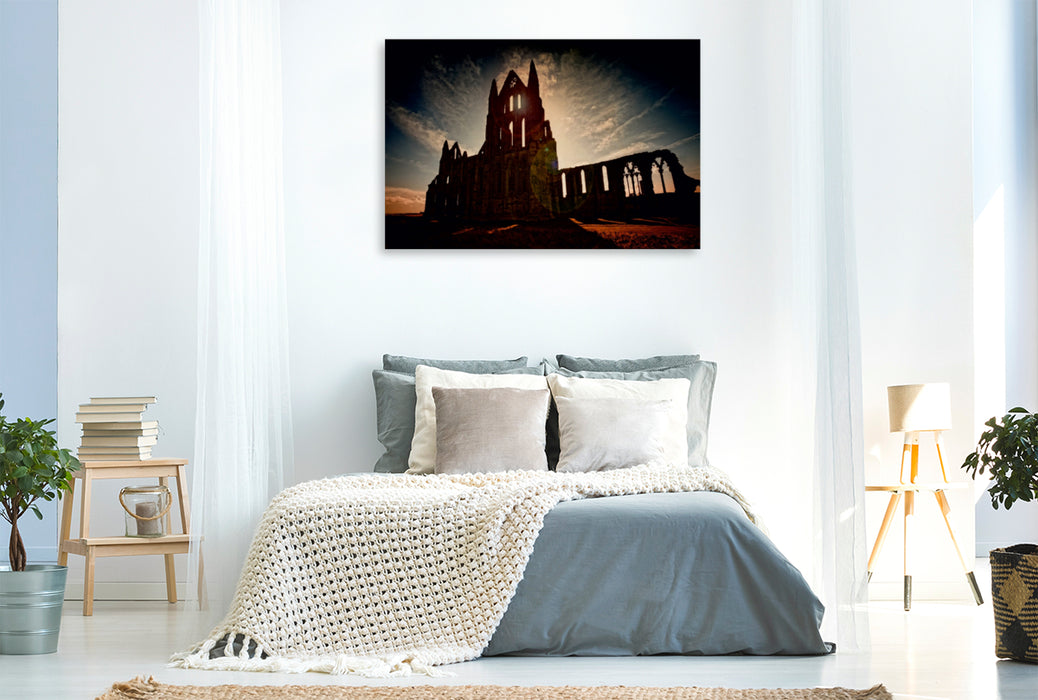 Premium Textil-Leinwand Premium Textil-Leinwand 120 cm x 80 cm quer Gothic Fantasy - Schatten der Kathedrale