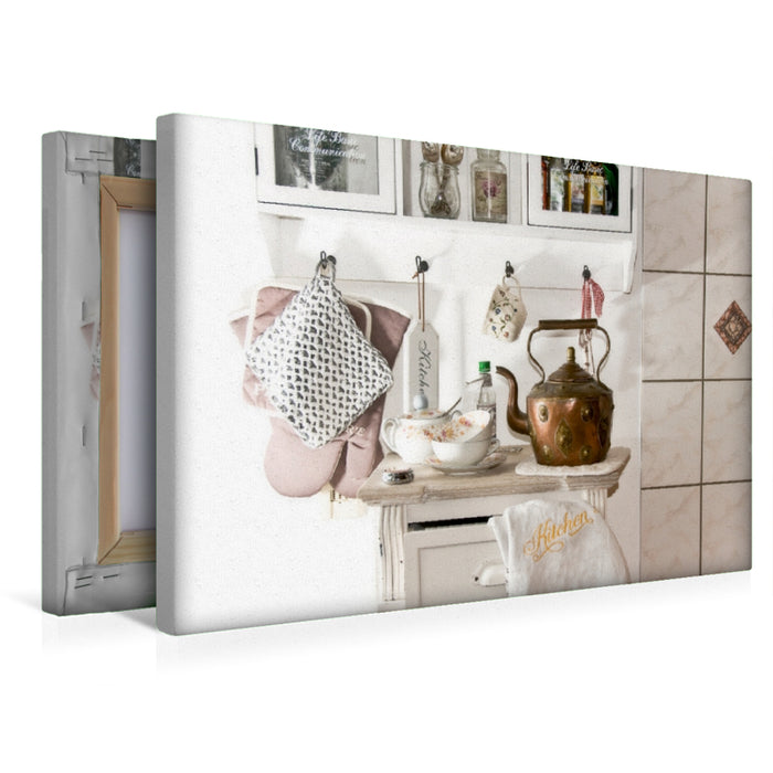 Premium Textil-Leinwand Love, Peace & Chocolate