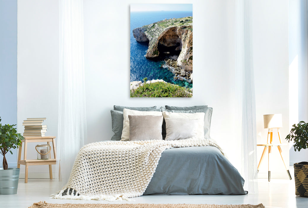 Toile textile premium Toile textile premium 80 cm x 120 cm de haut La Grotte Bleue à Malte 