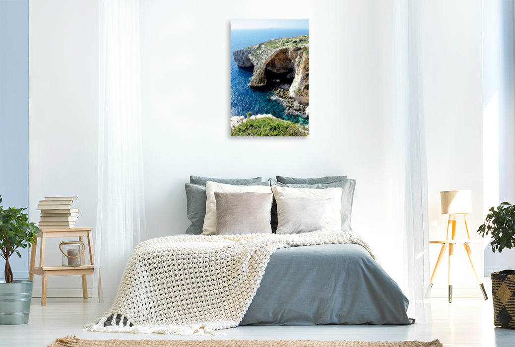 Premium Textil-Leinwand Premium Textil-Leinwand 80 cm x 120 cm  hoch Die Blue Grotto in Malta
