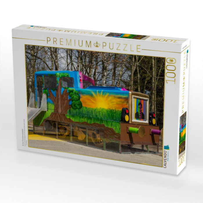 Bunter Eisenbahnspielplatz - CALVENDO Foto-Puzzle'