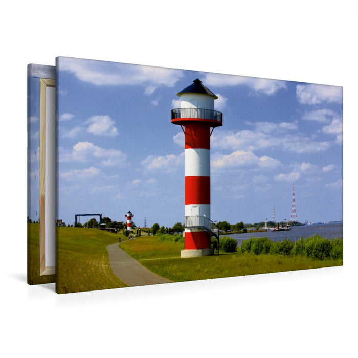 Toile textile premium Toile textile premium 120 cm x 80 cm paysage Phares sur l'Elbe 
