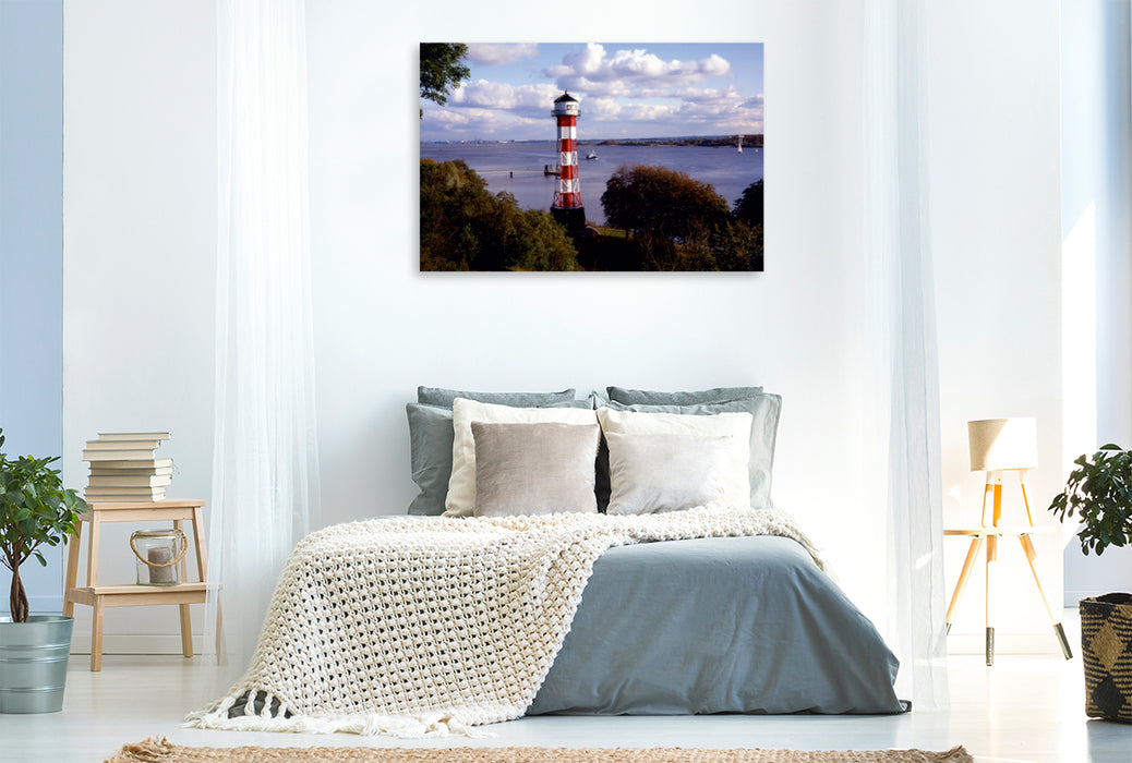 Toile textile haut de gamme Toile textile haut de gamme 120 cm x 80 cm paysage Phare Wittenbergen, Elbe 