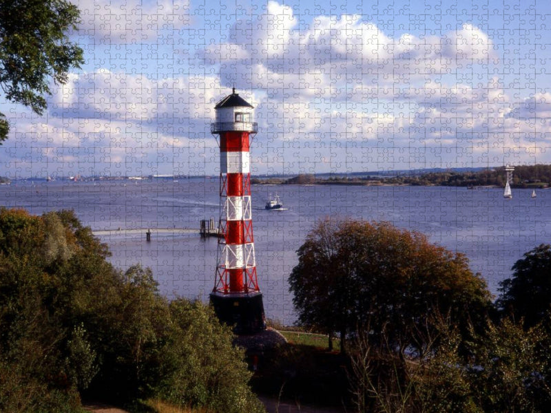 Leuchtturm Wittenbergen, Elbe - CALVENDO Foto-Puzzle'