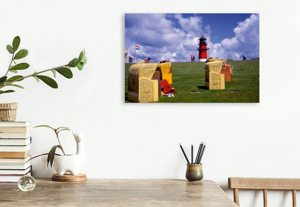 Toile textile haut de gamme Toile textile haut de gamme 120 cm x 80 cm paysage Phare sur la plage, Büsum 