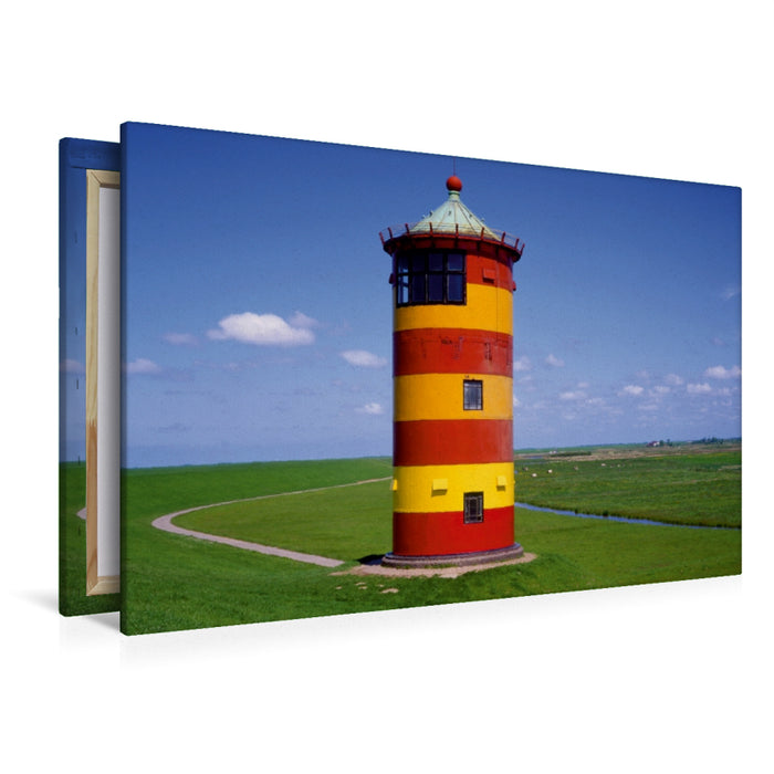 Premium Textil-Leinwand Pilsumer Leuchtturm