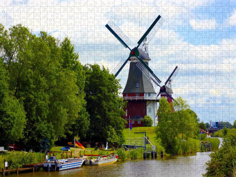 Zwillingsmühlen vor Greetsiel - CALVENDO Foto-Puzzle'