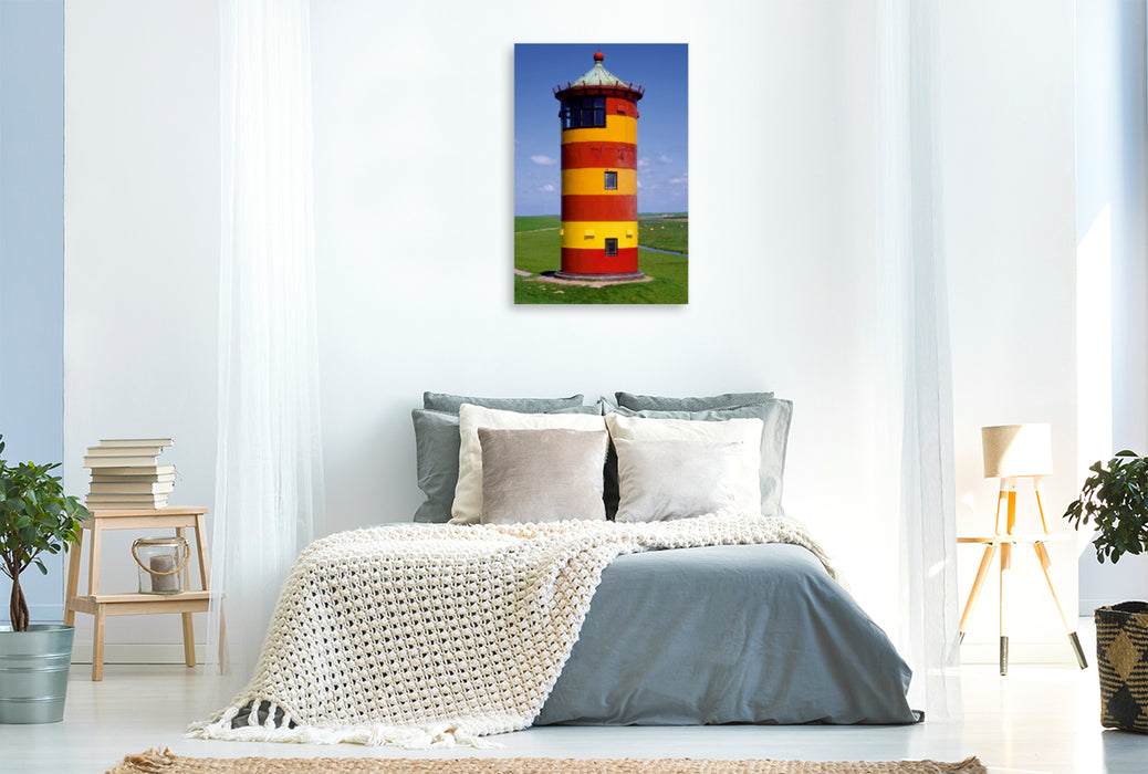 Premium Textil-Leinwand Premium Textil-Leinwand 60 cm x 90 cm hoch Pilsumer Leuchtturm