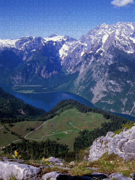 Blick vom Jenner auf den Königssee mit Watzmann - CALVENDO Foto-Puzzle'