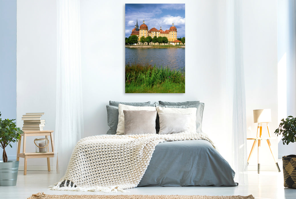 Premium Textil-Leinwand Premium Textil-Leinwand 80 cm x 120 cm  hoch Jagdschloss Moritzburg, Sachsen, Renaissance