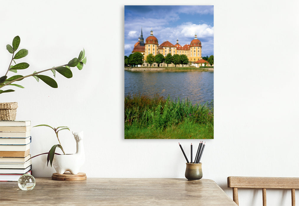 Premium Textil-Leinwand Premium Textil-Leinwand 80 cm x 120 cm  hoch Jagdschloss Moritzburg, Sachsen, Renaissance