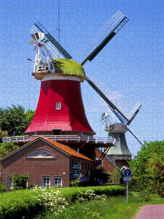 Doppelwindmühlen in Greetsiel, Ostfriesland - CALVENDO Foto-Puzzle'