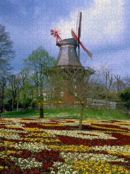 Windmühle in Bremer Park - CALVENDO Foto-Puzzle'