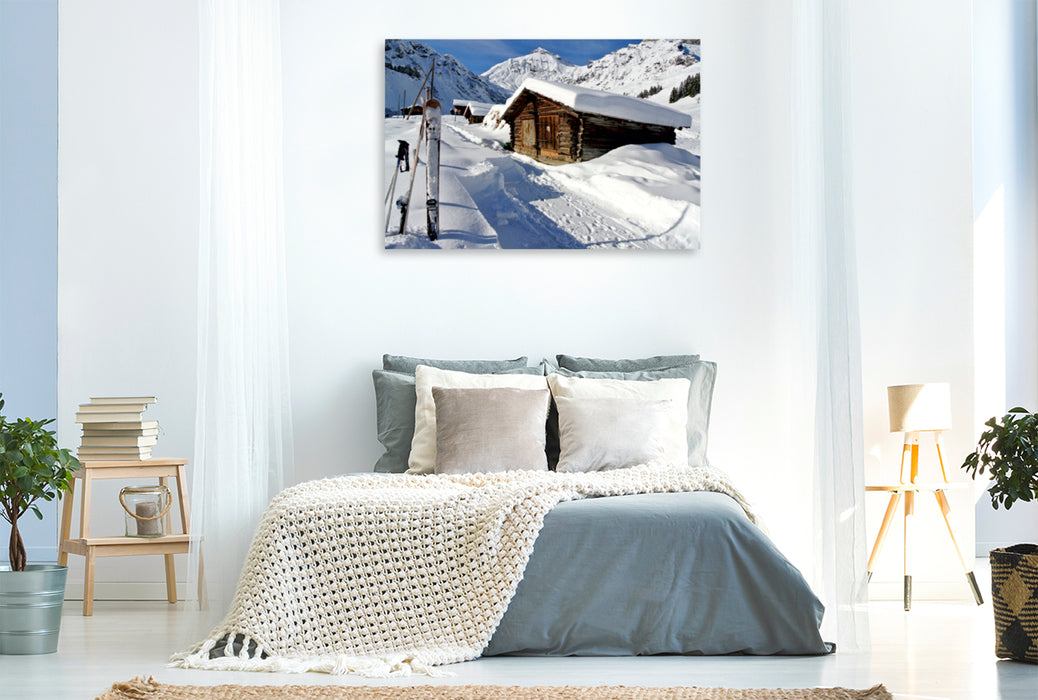 Premium Textil-Leinwand Premium Textil-Leinwand 120 cm x 80 cm quer Skihütte