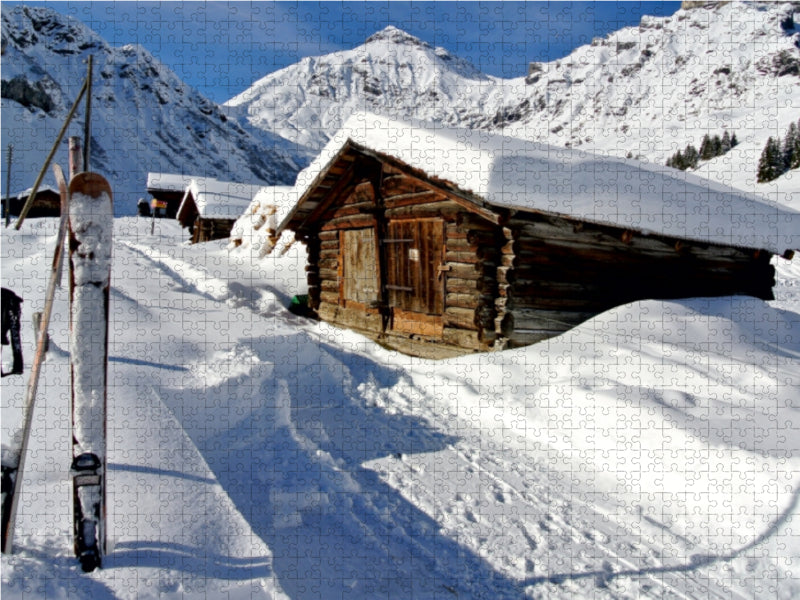 Skihütte 1000 Teile Puzzle quer - CALVENDO Foto-Puzzle'