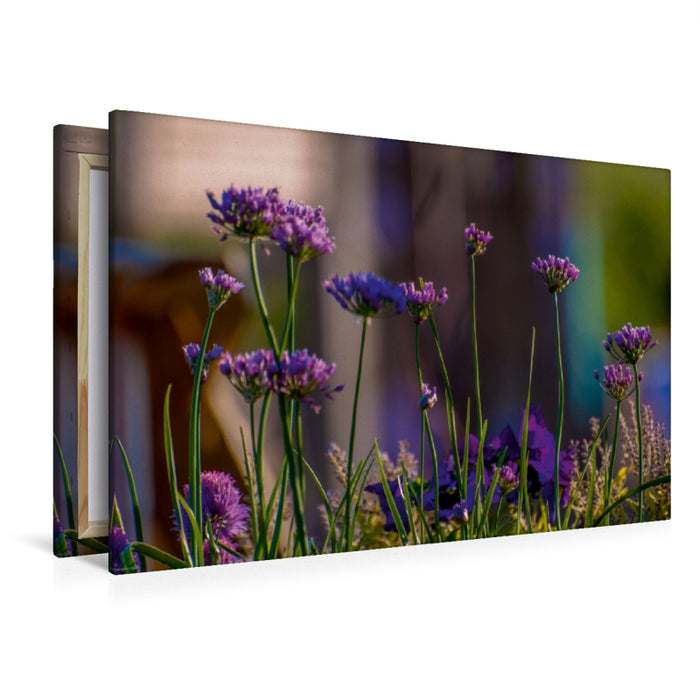 Premium Textil-Leinwand Lila Blumen
