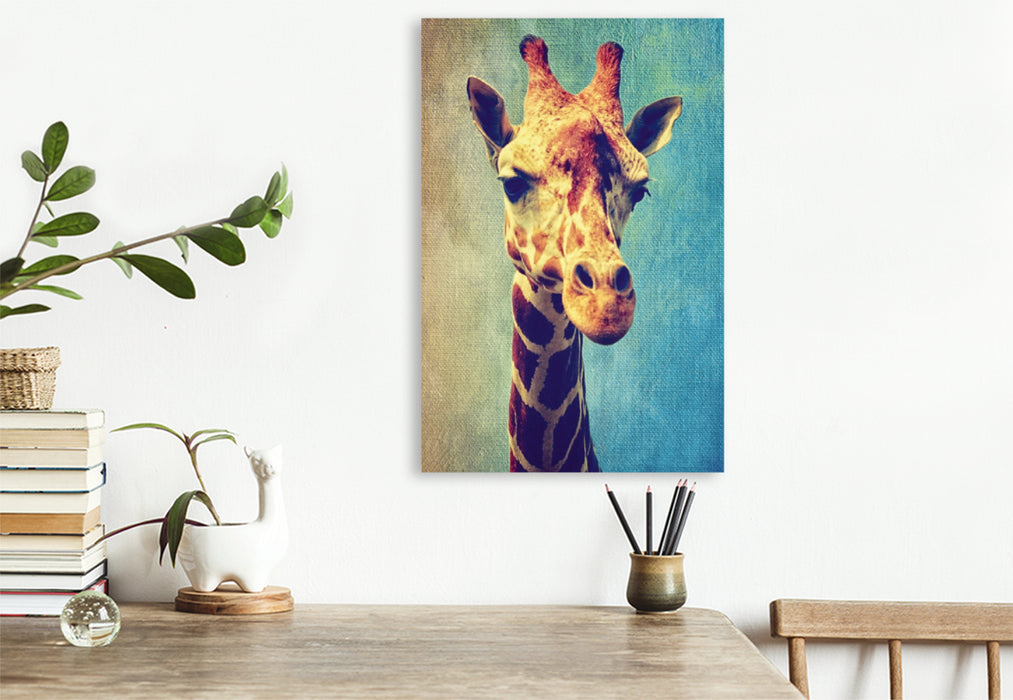 Premium Textil-Leinwand Premium Textil-Leinwand 80 cm x 120 cm  hoch Giraffe