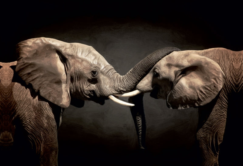 Premium Textil-Leinwand Two Elephants