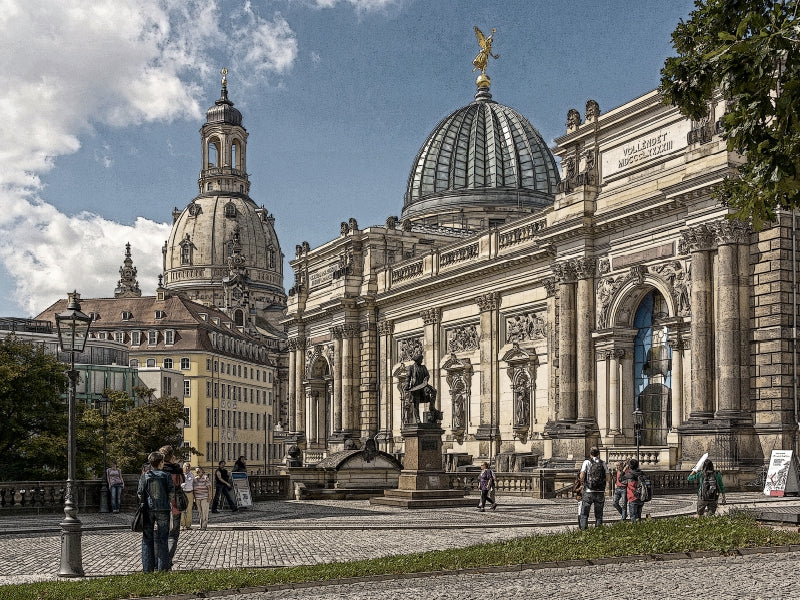 Blick zur Kunsthalle und Frauenkirche in Dresden 1000 Teile Puzzle quer - CALVENDO Foto-Puzzle'