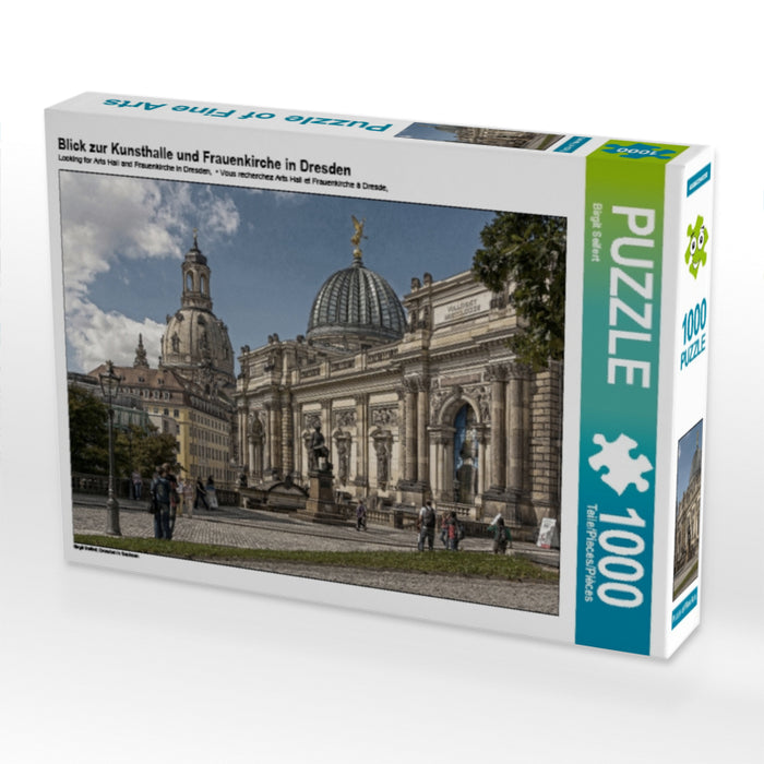 Blick zur Kunsthalle und Frauenkirche in Dresden 1000 Teile Puzzle quer - CALVENDO Foto-Puzzle'
