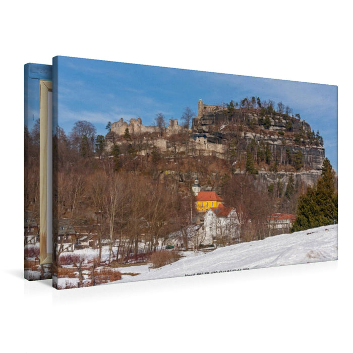 Premium Textil-Leinwand Berg Oybin mit Klosterruine