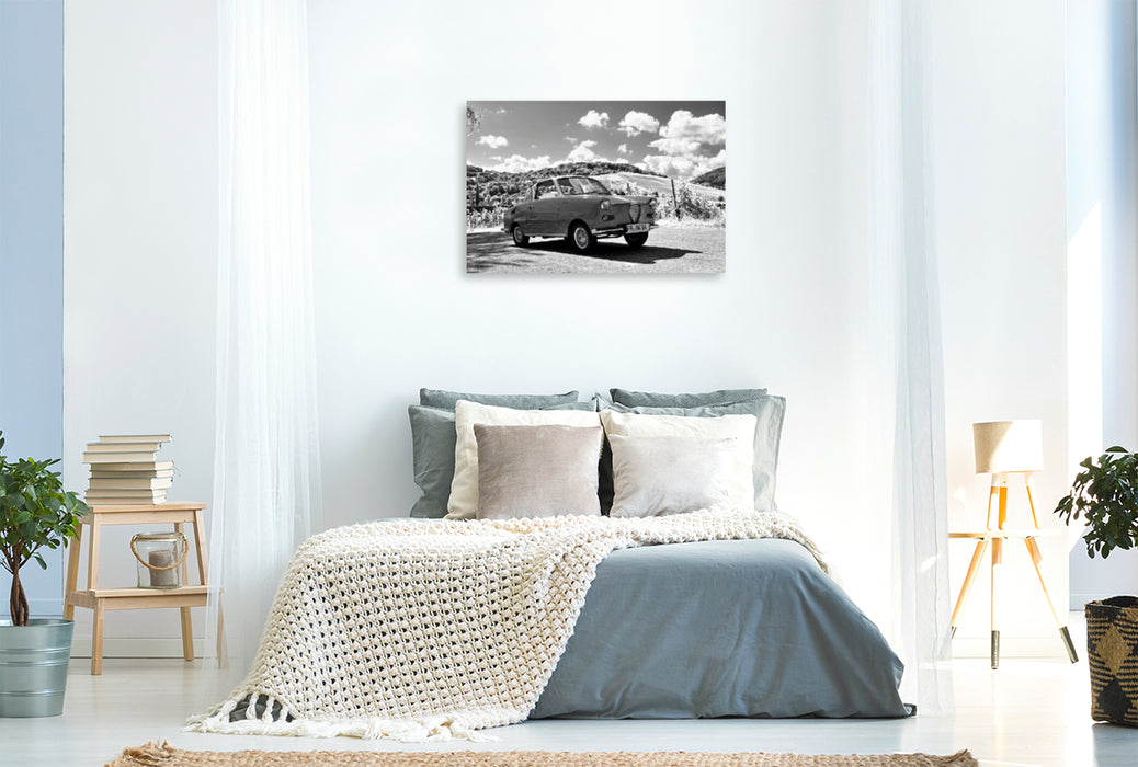 Premium Textil-Leinwand Premium Textil-Leinwand 120 cm x 80 cm quer Ein Motiv aus dem Kalender Goggomobil Coupè 250 TS in schwarzweiss