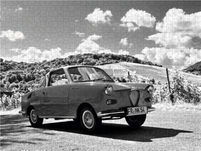 Ein Motiv aus dem Kalender Goggomobil Coupè 250 TS in schwarzweiss 1000 Teile Puzzle quer - CALVENDO Foto-Puzzle'