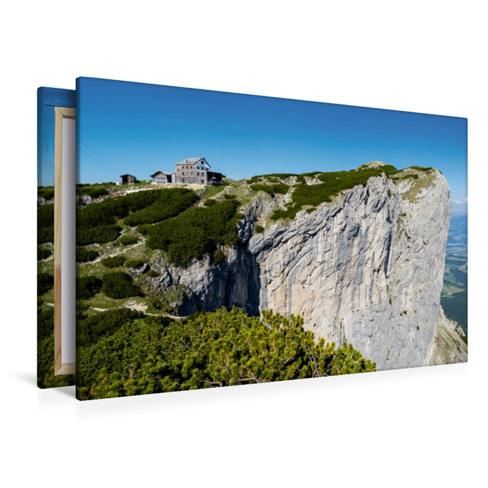 Premium Textil-Leinwand Berghütte