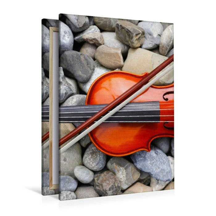 Premium Textil-Leinwand Violine mit Bogen