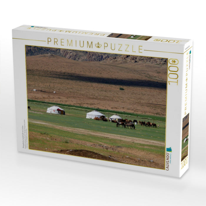 Mongolische Landschaft mit Jurten - CALVENDO Foto-Puzzle'