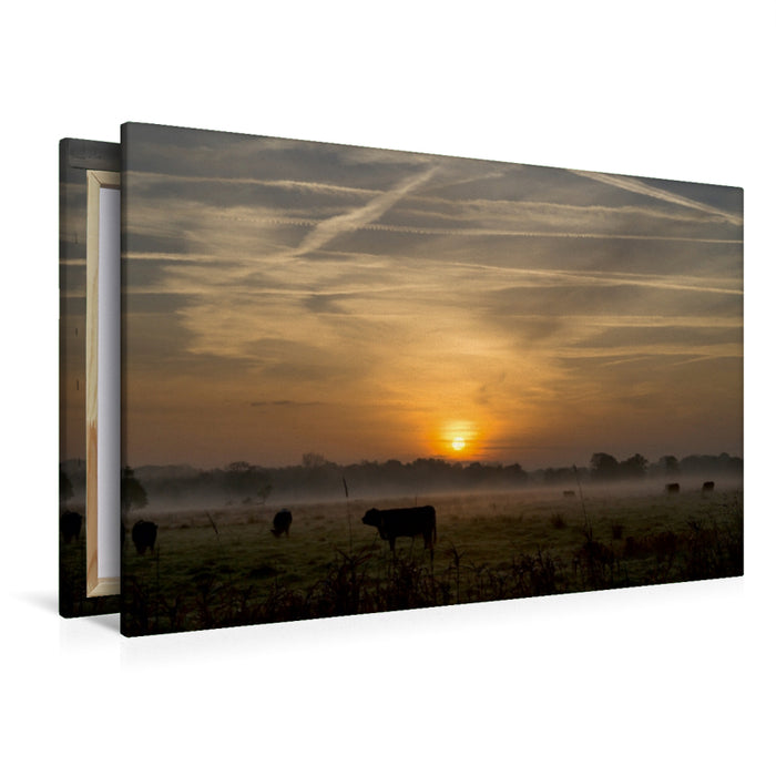 Premium Textil-Leinwand Morgennebel in Schleswig-Holstein