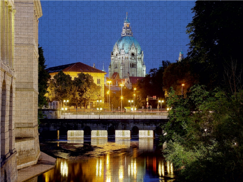 Leine und Neues Rathhaus 1000 Teile Puzzle quer - CALVENDO Foto-Puzzle'