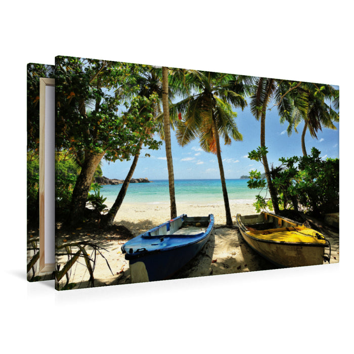 Premium Textil-Leinwand Boote am Strand