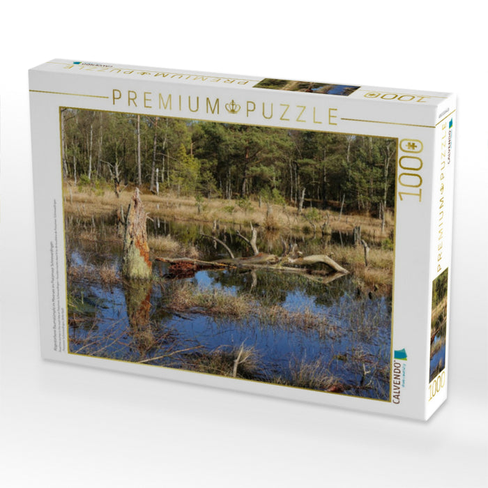 Abgestorbene Baumstümpfe im Moorsee im Pietzmoor Schneverdingen - CALVENDO Foto-Puzzle'