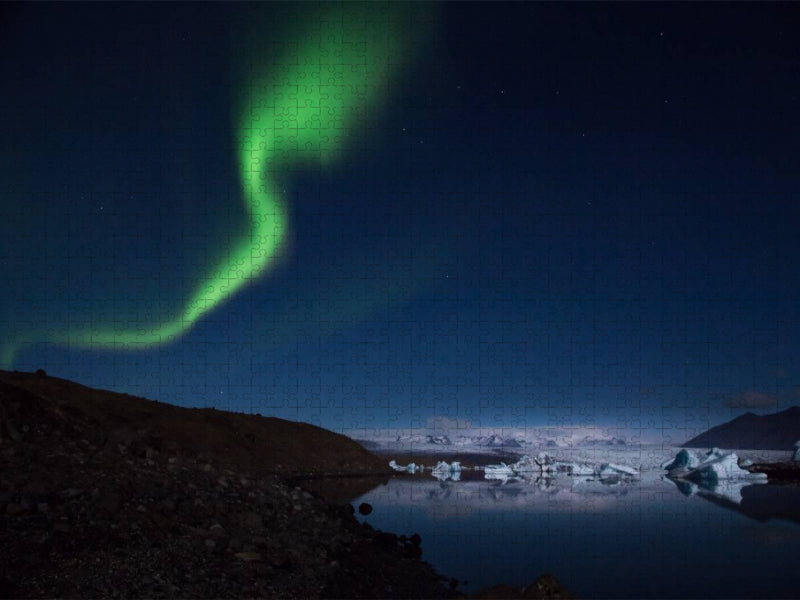 Nordlichter über dem Jökulsàrlòn - CALVENDO Foto-Puzzle'