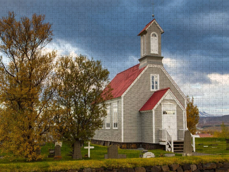 Die alte Kirche von Reykholt - CALVENDO Foto-Puzzle'