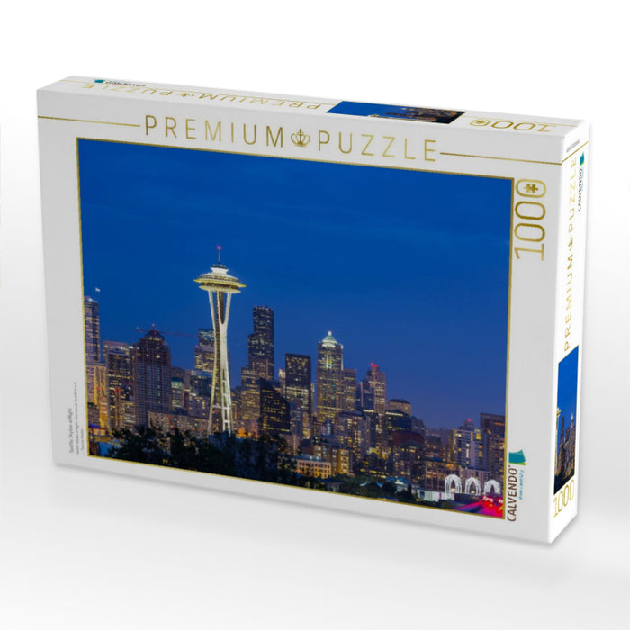 Seattle Skyline at Night 1000 Teile Puzzle quer - CALVENDO Foto-Puzzle'