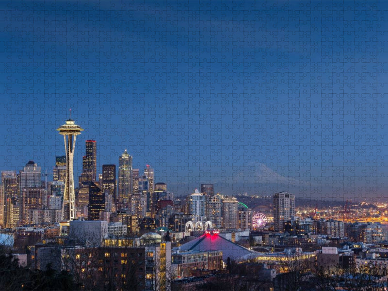 Seattle Skyline at Night 1000 Teile Puzzle quer - CALVENDO Foto-Puzzle'