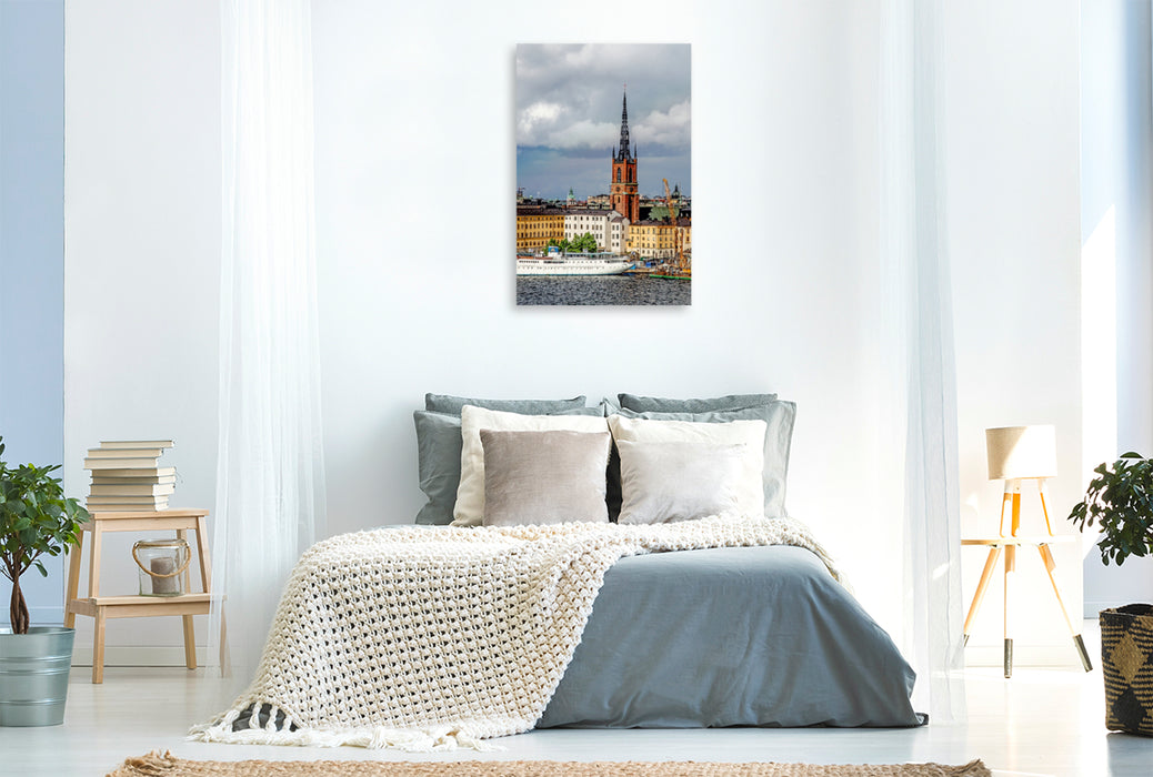 Toile textile premium Toile textile premium 80 cm x 120 cm de hauteur Un motif du calendrier STOCKHOLM Ville des Couronnes 