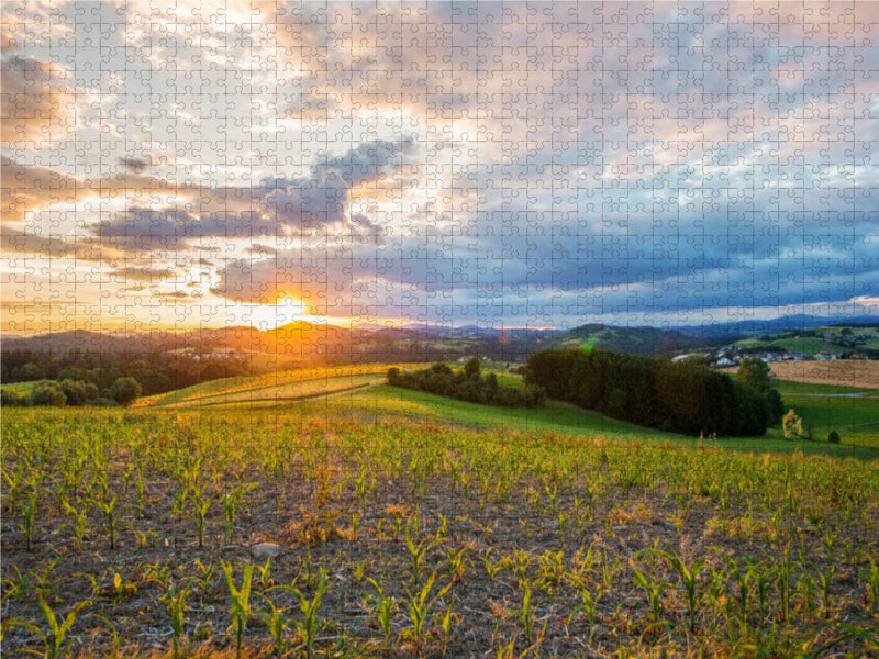 Sonnenuntergang in Hutthurm 1000 Teile Puzzle quer - CALVENDO Foto-Puzzle'