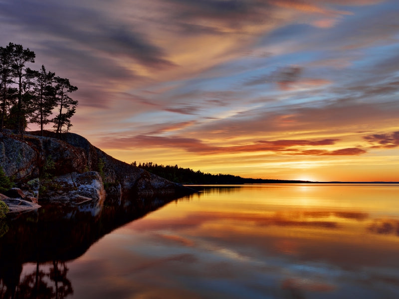 Abendstimmung in der Bucht Sieravuori des Sees Pyhäjärvi 1000 Teile Puzzle quer - CALVENDO Foto-Puzzle'