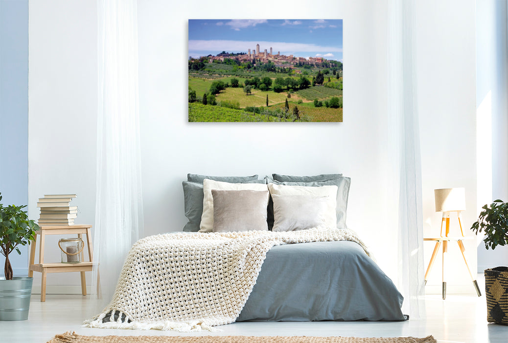 Toile textile premium Toile textile premium 120 cm x 80 cm paysage San Gimignano 