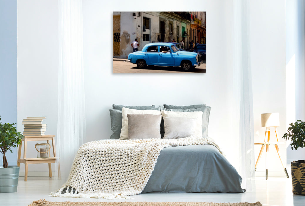 Premium Textil-Leinwand Premium Textil-Leinwand 120 cm x 80 cm quer Der Oldtimer Mercedes 180 in Havanna