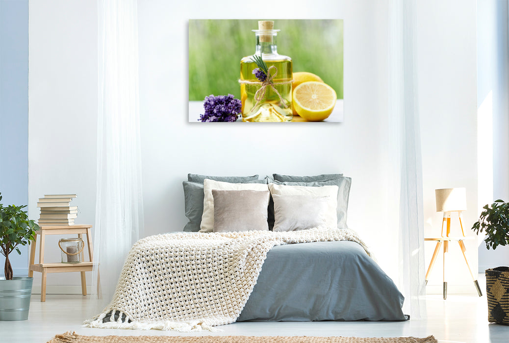 Premium Textil-Leinwand Premium Textil-Leinwand 120 cm x 80 cm quer Duftendes Lavendel-Zitronenöl