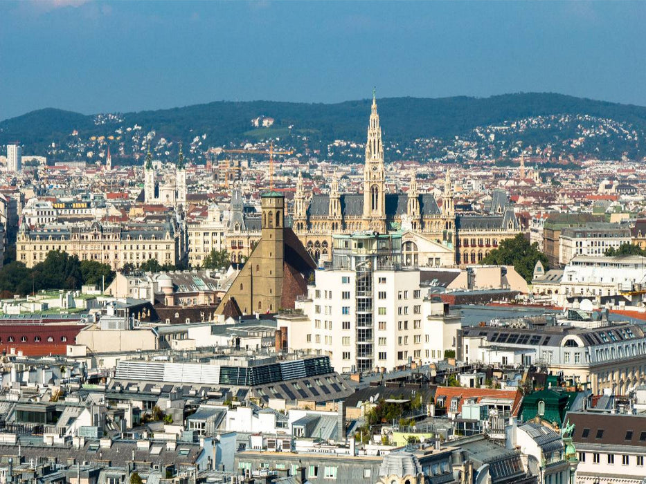 Blick vom Südturm des Stephansdom bis zum Rathaus in Wien - CALVENDO Foto-Puzzle'